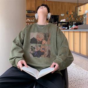 已注册港风供抖音得物高品质直播麂皮绒宽松男卫衣W3016P38图片