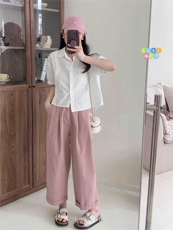 2025年夏季宽松型短款衬衫女时尚简约百搭，女装衬衫，洛丽兰可