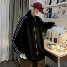 新款男潮牌运动情侣棒球服夹克宽松条纹外套开衫卫衣W7879-P58，男装夹克，星座512-4