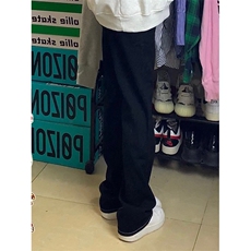 博主复古黑色牛仔裤男秋冬微喇叭cleanfit裤子KZA35-P53，男装牛仔裤，星座1007（原301D）