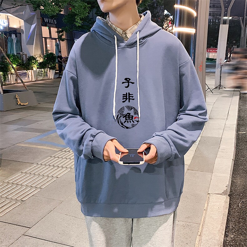 WY2070-P35加绒款-P40纯棉连帽卫衣男大码运动帽衫宽松薄外套男,男装卫衣,电商A040