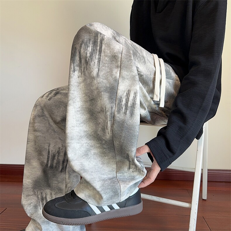 K25105特批25控48秋季新款潮牌扎染休闲裤男慵懒美式直筒裤男裤子,男装休闲裤,电商D229A