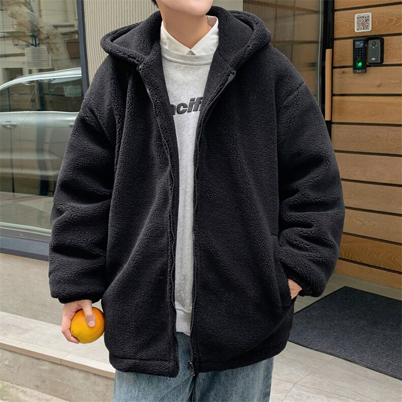 M9017P98港风外景休闲连帽纯色百搭羊羔毛外套学生棉衣情侣冬,男装棉衣,电商A026-1