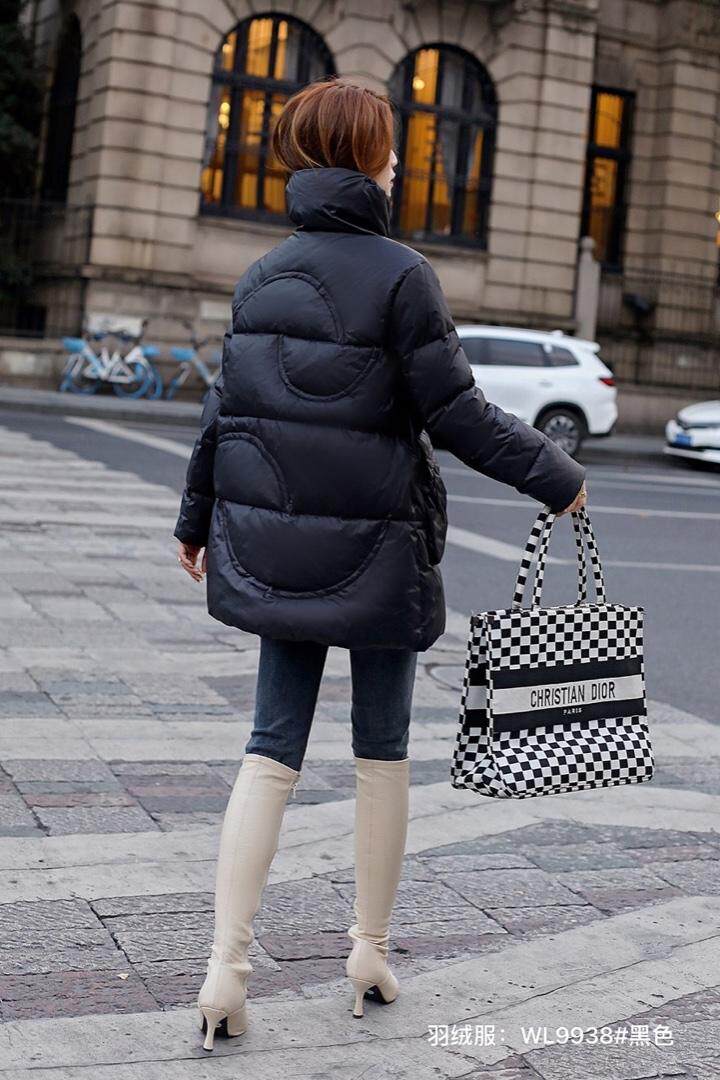 2021年冬季新款时尚修身显瘦中长款羽绒服现货供应，女装羽绒服，婉伦