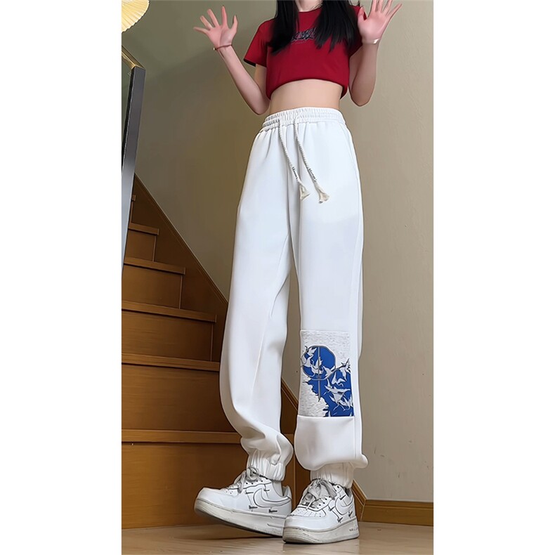 休闲裤抖音直播高品质风印花束脚裤现货供应C323-1-7734-P50,男装休闲裤,电商C323-1