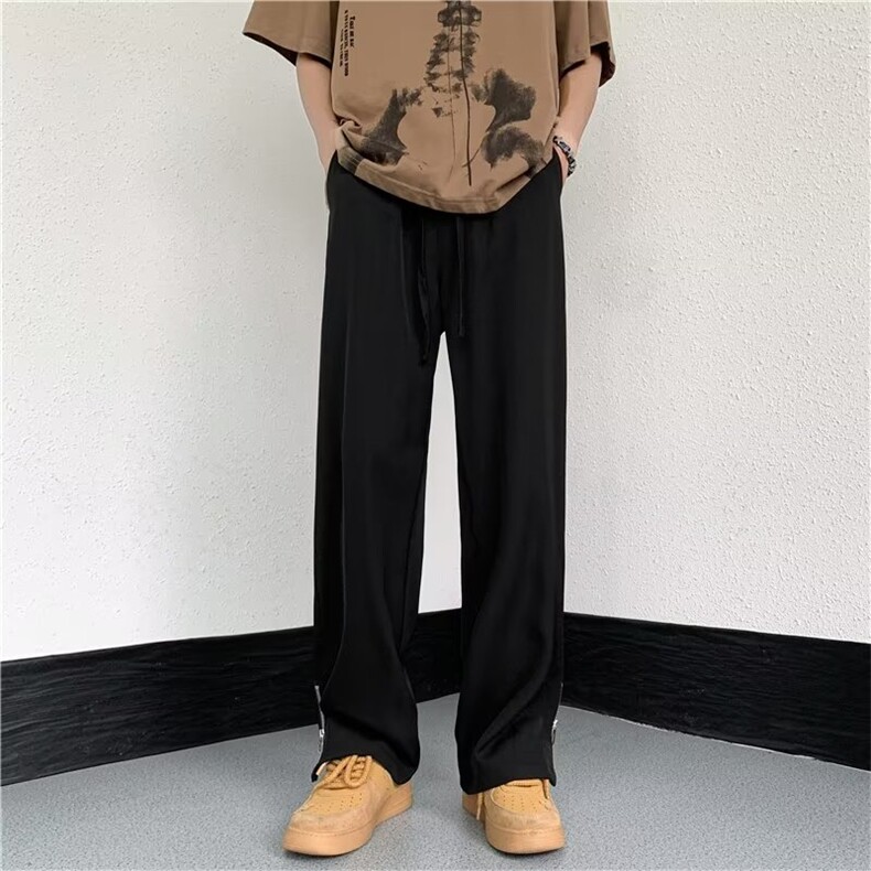 休闲西裤男韩版潮流夏季裤脚开衩帅2023新款ins宽松长裤K3944-P33,男装西裤,星座412-2