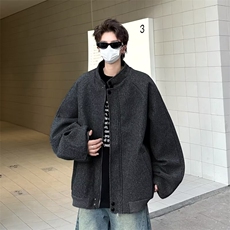 秋冬设计款夹克男士宽松呢料风衣高级感呢子外套JK504/P62，男装夹克，星座506