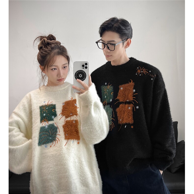 冬季新款情侣圣诞毛衣慵懒针织衫上衣宽松提花外套男装S541-特68，男装针织衫/毛衣，电商A233-1