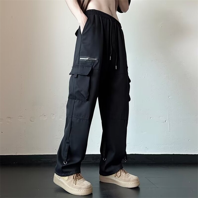 日系复古工装裤子男夏季潮牌宽松感多口袋休闲阔腿拖地裤F19/P40,男装工装外套,星座506