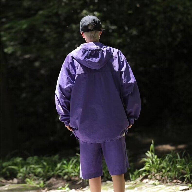 防晒衣套装山系连帽外套短裤户外登山工装套装TZ11-310B-1-P55,男装休闲套装,星座310B-1