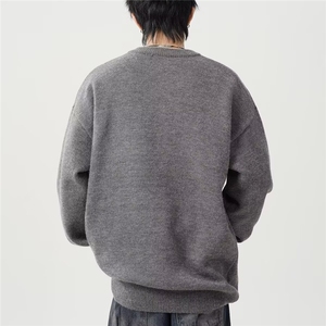 秋冬美式亨利领毛衣男复古休闲慵懒风针织衫男毛衣MY509-P55图片