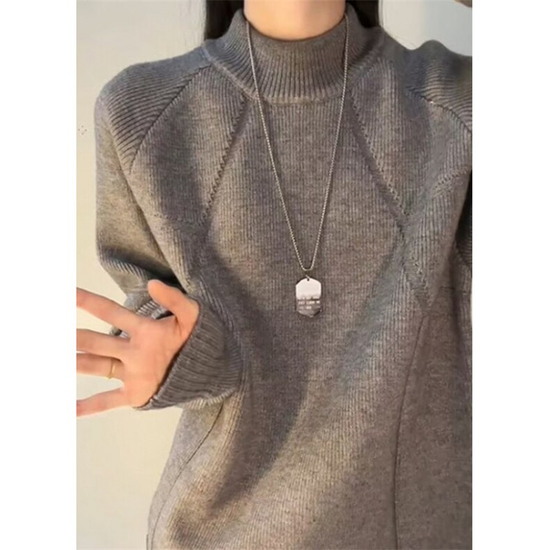 半高领休闲针织衫女春秋纯色内搭半袖打底毛衣T恤MH150,男装T恤,星座1116A（原606A-3）