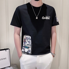 社会小伙2025新款夏季T恤男士短袖潮牌印花A313-1-5809-P4868，男装T恤，电商A313-1