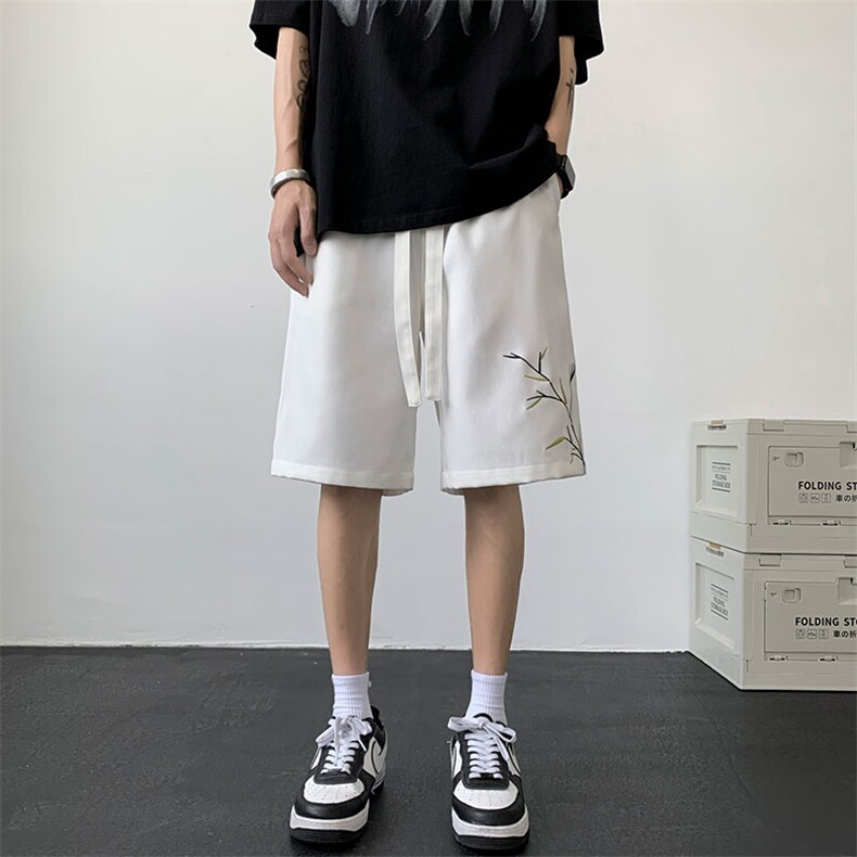 2026夏季新款西装短裤飘带竹子刺绣五分裤XZ211-1-K2329-P45,男装牛仔裤,星座211-1