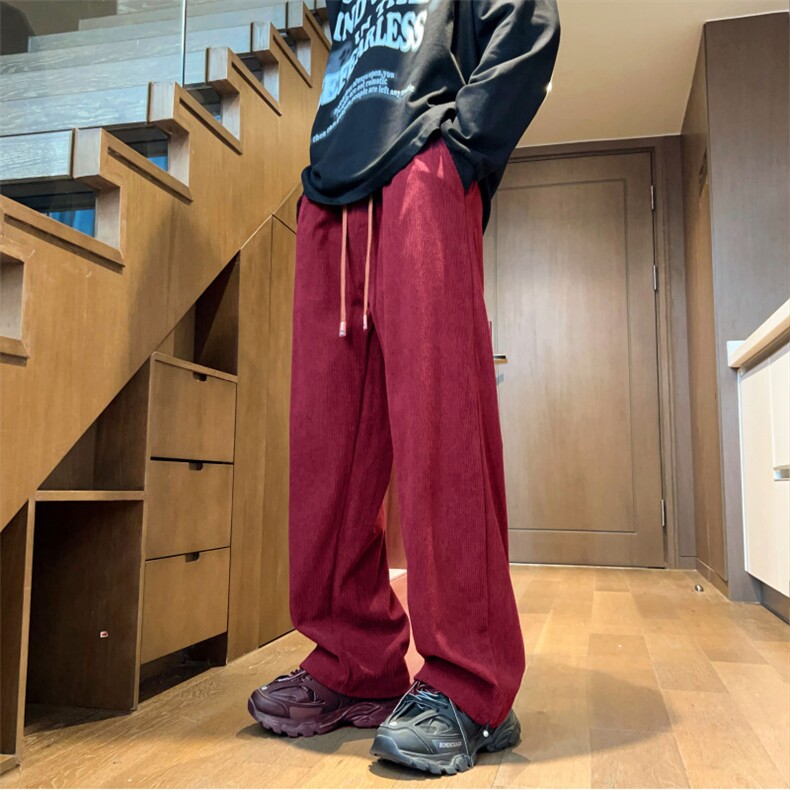 特批25新款简约潮流阔腿裤韩版纯色百搭休闲裤宽松大码长裤KZ9121,男装休闲裤,电商A128