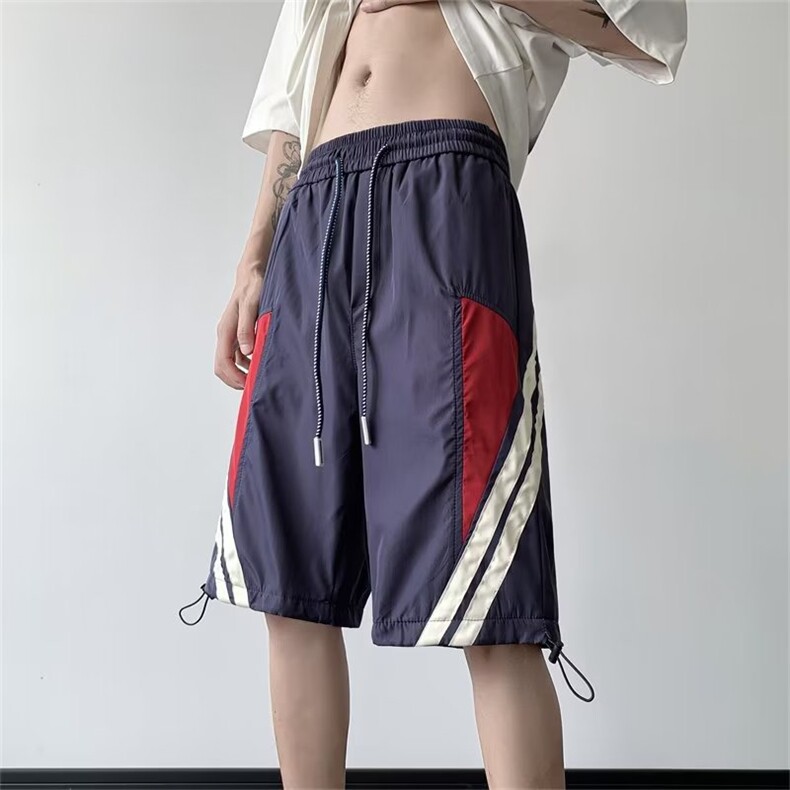 休闲短裤男韩版潮流拼色运动短裤帅气2024夏季ins五分裤K4342-P30,男装休闲裤,星座412-3