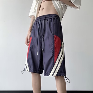 休闲短裤男韩版潮流拼色运动短裤帅气2024夏季ins五分裤K4342-P30图片