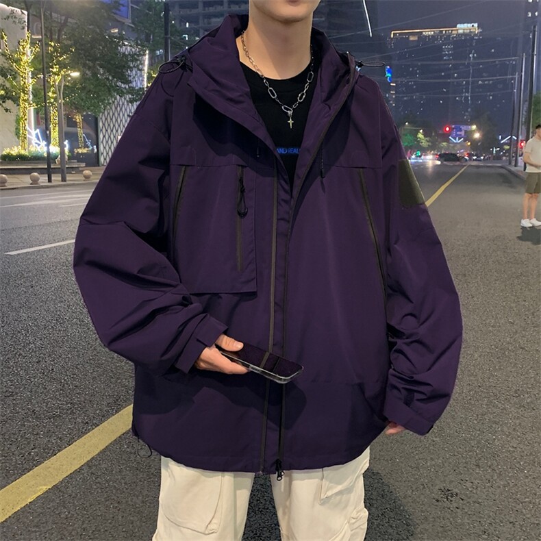 中性风工装冲锋衣男高品纯色宽松夹克外套DSA157B-J91-P60,男装夹克,电商A157B