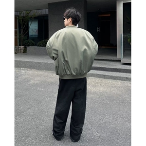 美式飞行员棉服夹克短宽廓形军绿色工装外套秋冬棒球服M8213-P90图片
