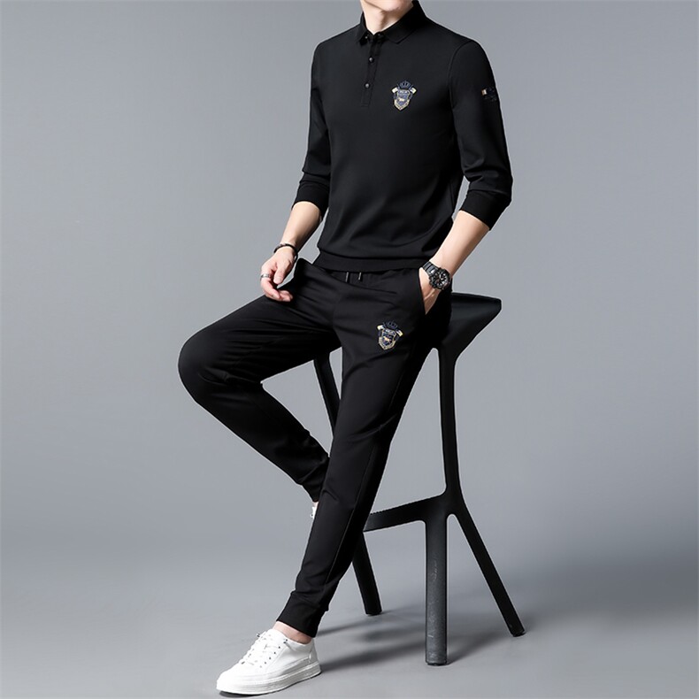 S30700-2钱塘2020-2中青年男士帅气休闲时尚简约长袖t恤套装P132,男装休闲套装,钱塘207-2
