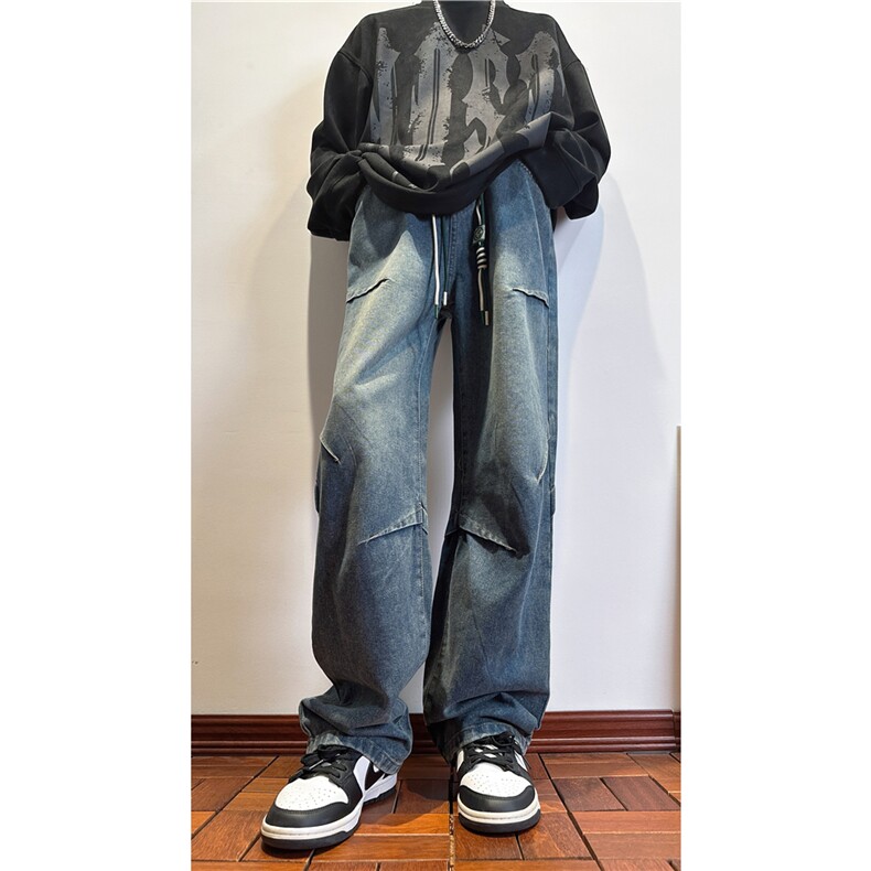 k1085-p55-控78S-3XL现货折皱宽松cleanfit牛仔裤,男装牛仔裤,星座116