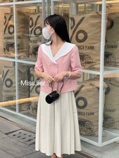 2022夏季春夏季新款韩版小香风V领双排扣短款外套，其它，Miss 梨儿