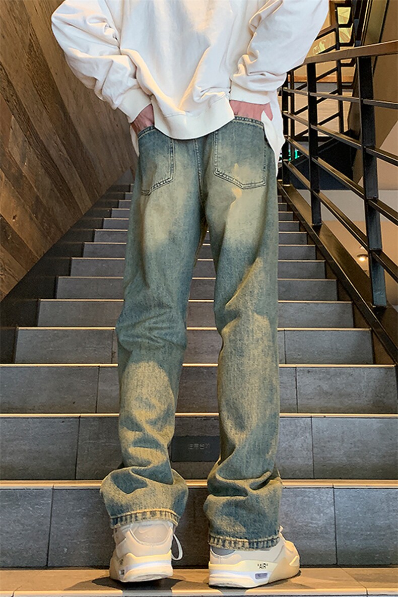 春秋现货抖音高品质微喇叭半松紧腰牛仔裤男GK01-P60-限价78,男装牛仔裤,星座310A-1