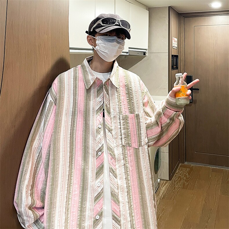 控价59条纹格子衬衫宽松外套男女衬衣百搭格子外套CS2421P40,男装衬衫,电商A128