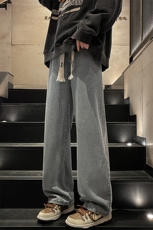 8XL-M牛仔裤男士直筒宽松特大码胖子阔腿裤男款长裤NZ110-P45控58，男装牛仔裤，电商D206-1