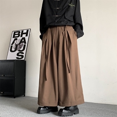秋装中式日系复古山本耀司飘带设计无性别穿搭阔腿西裤武士裤，男装西裤，星座909