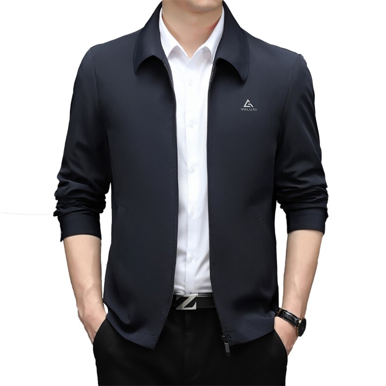 男式夹克外套青年商务宽松休闲茄克翻领纯色上衣MY2132-P150图片
