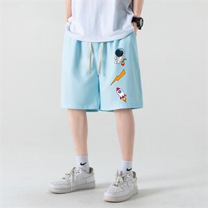HD74165-P22 华夫格短裤男大码宽松五分裤男直筒中裤图片