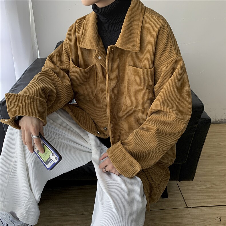 22秋冬日系廓形工装夹克宽松复古灯芯绒外套情侣潮休闲H203/P85,男装夹克,钱塘713