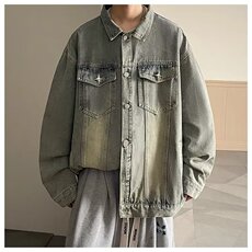 牛仔外套男春秋季潮牌美式高街夹克男翻领痞帅褂子上衣服JK8833，男装工装外套，星座516A