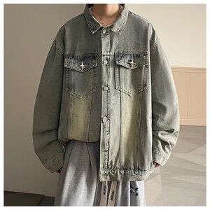 牛仔外套男春秋季潮牌美式高街夹克男翻领痞帅褂子上衣服JK8833图片