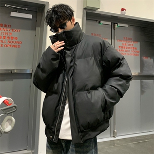 现货5W件冬季三防重磅硬挺boxy短款羽绒立领PU皮棉衣外套加厚棉服图片