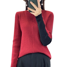 秋冬新款百搭毛衣女纯色简约时尚打底圆领针织衫，女装针织衫/毛衣，佳绒包芯纱店