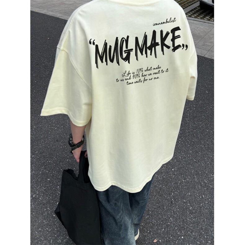 重磅美式高街印花纯棉大码宽松休闲短袖T恤T305-P25控38，男装T恤，电商B219A