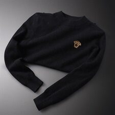 2540冬季新款加厚澳洲山羊绒保暖休闲美杜莎刺绣毛衣(M-4XL，男装针织衫/毛衣，钱塘2010-1