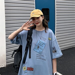 数据款！纯棉百搭印花中性风短袖t恤男女潮流半袖体恤T336P28图片