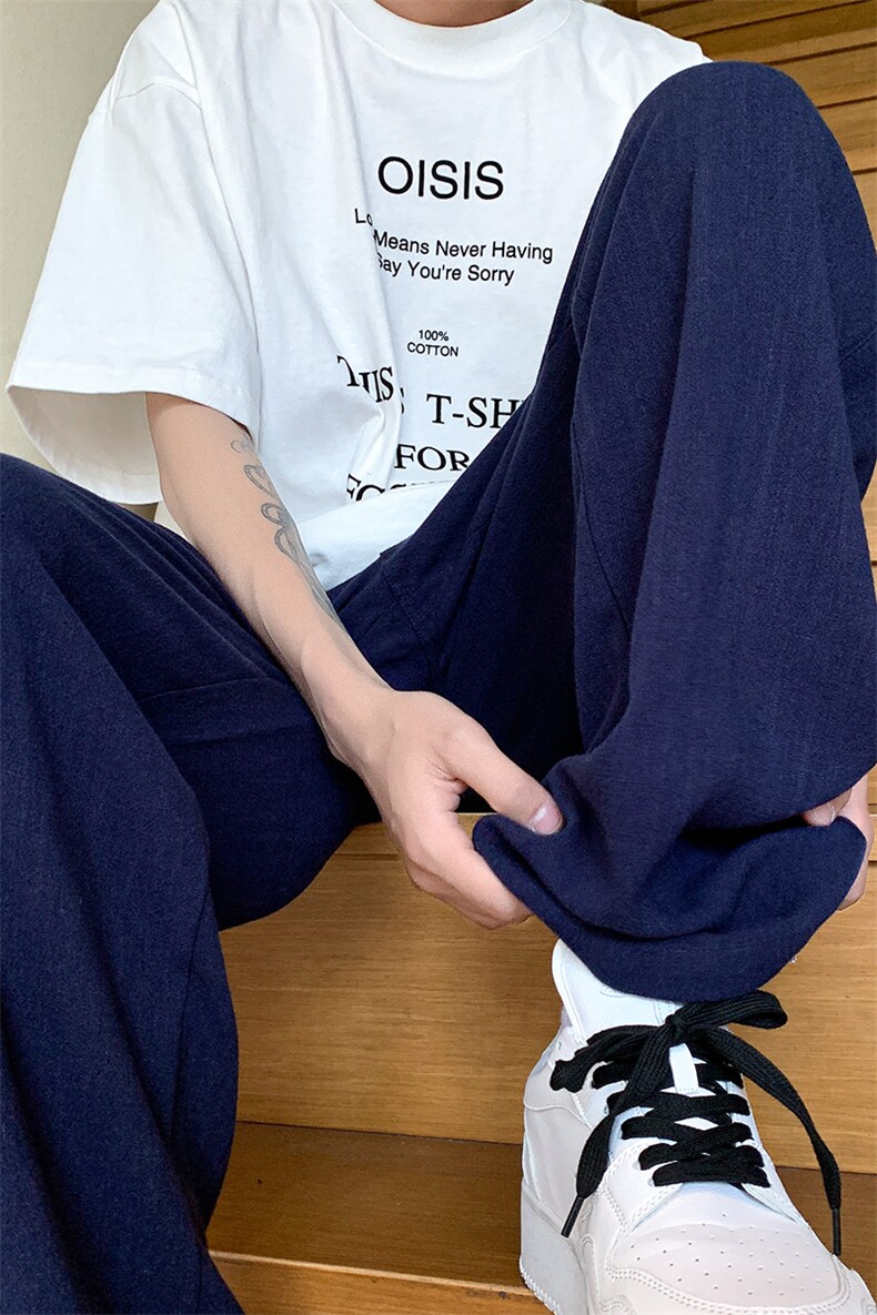 8XL-M特大码风亚麻裤休闲棉麻裤直通宽松冰丝裤K919P58控78,男装休闲裤,电商D206-1