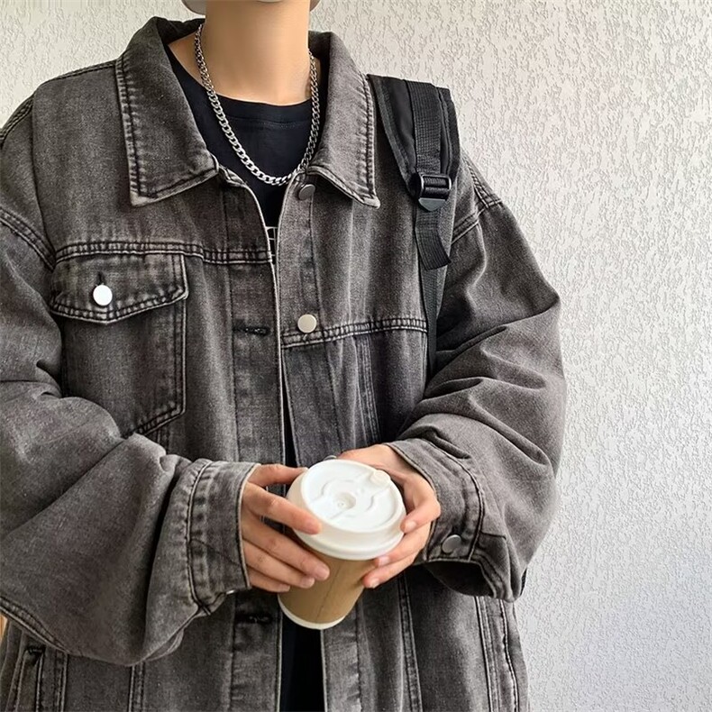 牛仔外套男春秋夹克港风帅气宽松学生休闲工装上衣服JK8821/P58,男装工装外套,星座506