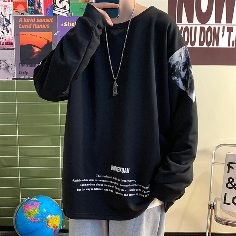 7XL-M加肥加大码港风卫衣男2023春季新款慵懒风长袖胖子上衣控68，男装卫衣，钱塘717(原712)