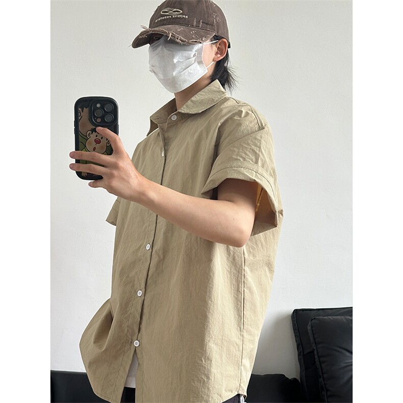 夏季新款速干短袖刺绣衬衫潮流港风宽松百搭男半袖CS285-P35,男装T恤,星座301C-5