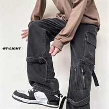 B221秋冬新款美式ins高街小众休闲工装牛仔裤子LK22069-P75控98，男装牛仔裤，电商B221