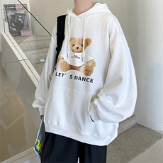秋冬大码圆领连帽卡通印花卫衣外套男宽松情侣中性A071-W552-P45，男装卫衣，电商A071