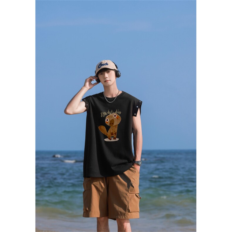 冰丝菠萝格无袖背心个性透气男宽松男士体恤XB441-P28控48,男装背心/马甲,电商B370