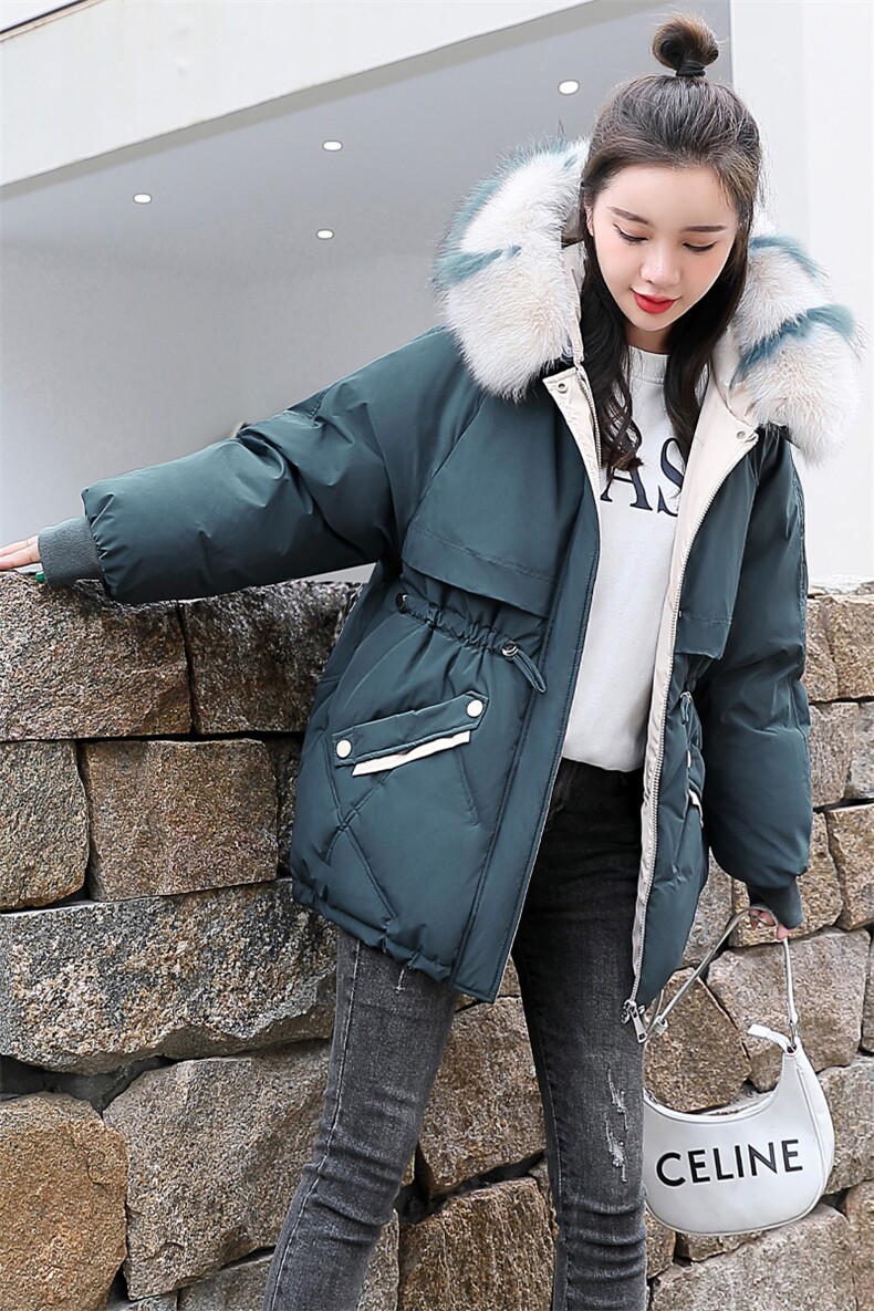 小个子派克棉服2023年冬季新款女装休闲气质绣花大毛领棉衣,女装棉衣/棉服,关键词