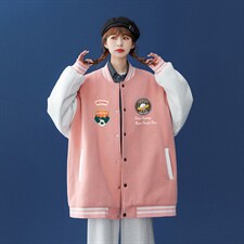 中性风2023秋季新品卡通印花百搭休闲夹克情侣棒球服G87P65控78，男装夹克，A247A