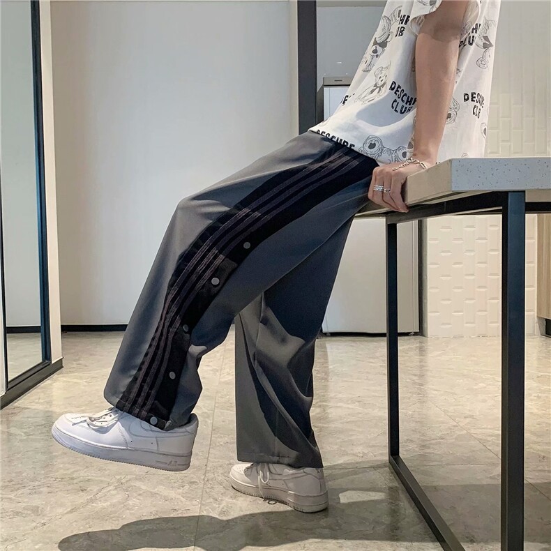 主推 休闲裤男韩版潮牌宽松直筒排扣九分裤中性百搭潮流k838-p35图片